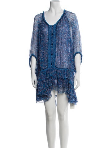 Poupette St Barth Swimwear Printed Ruffle Embellishment Cover-Up One Size