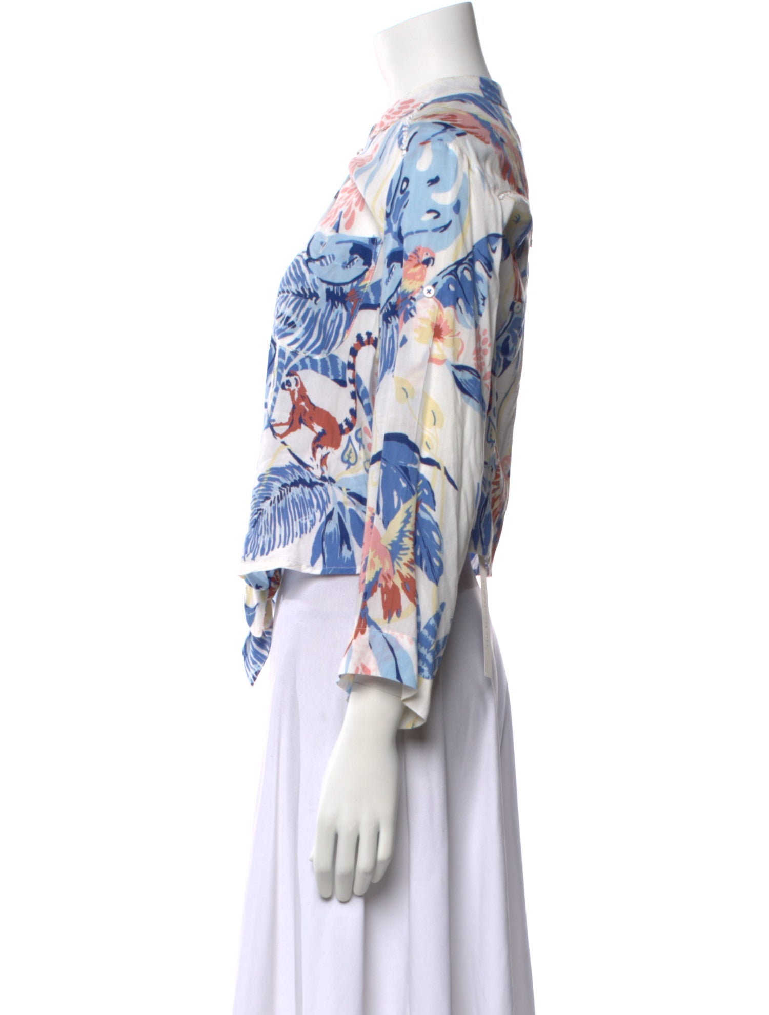 Poupette St Barth Floral Print Mock Neck Blouse