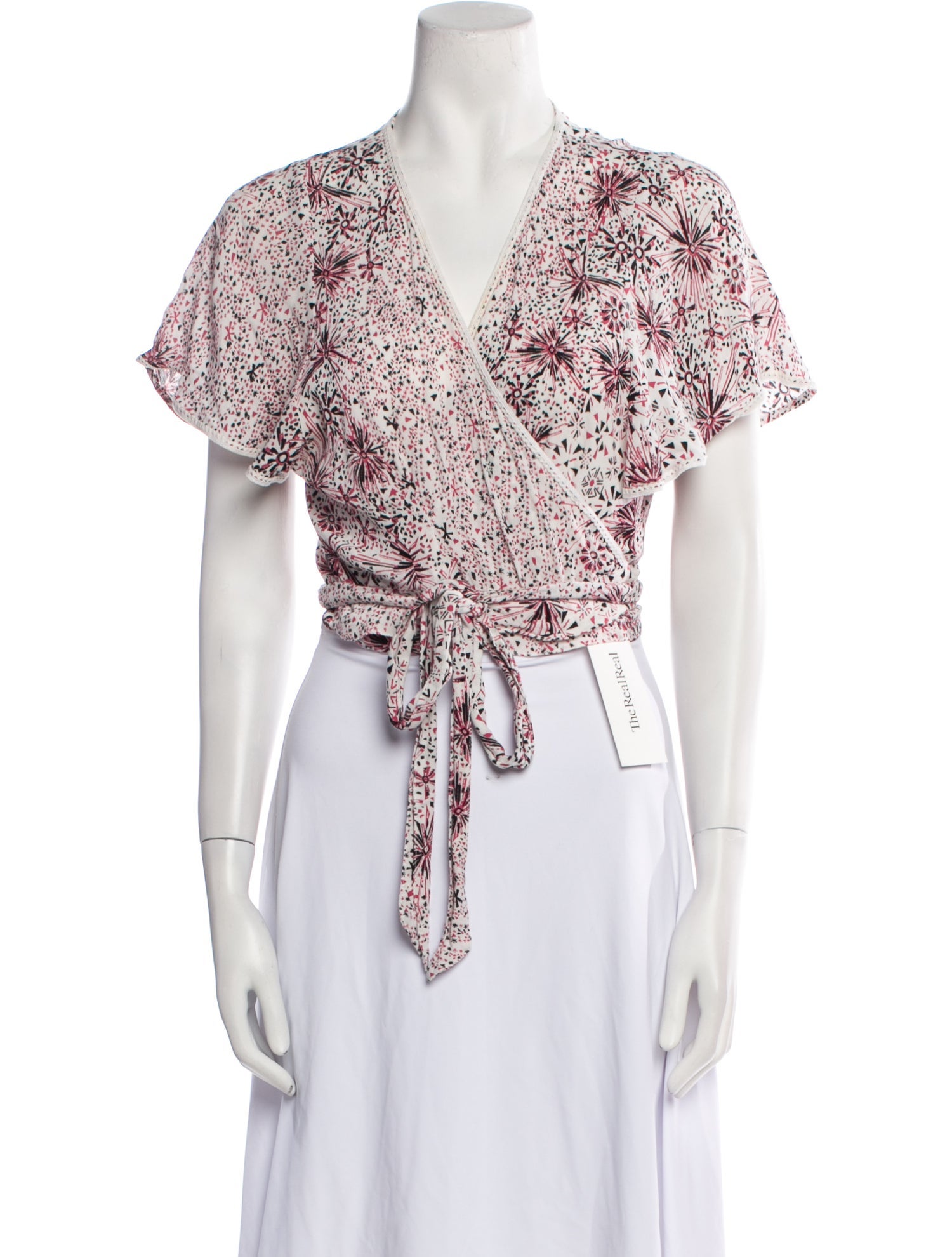 Poupette St Barth Printed V-Neck Crop Top