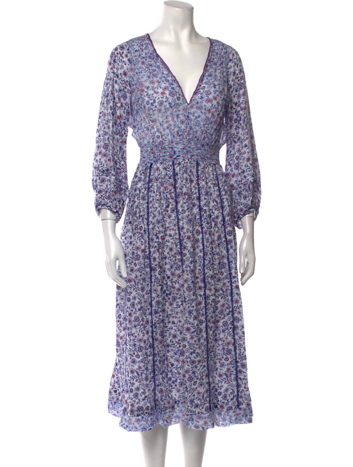 Poupette St Barth Floral Print Midi Length Dress