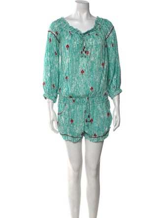 Poupette St Barth Printed Scoop Neck Romper