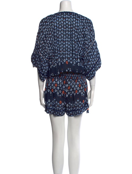 Poupette St Barth Printed Plunge Neckline Romper