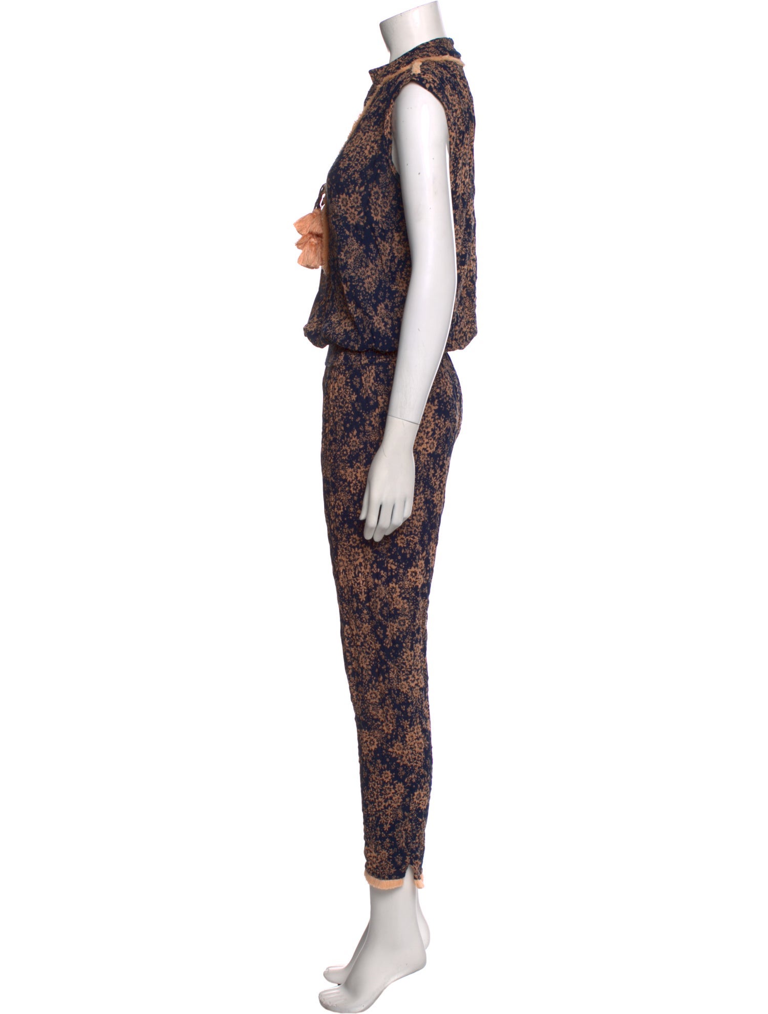 Poupette St Barth Floral Print Plunge Neckline Jumpsuit