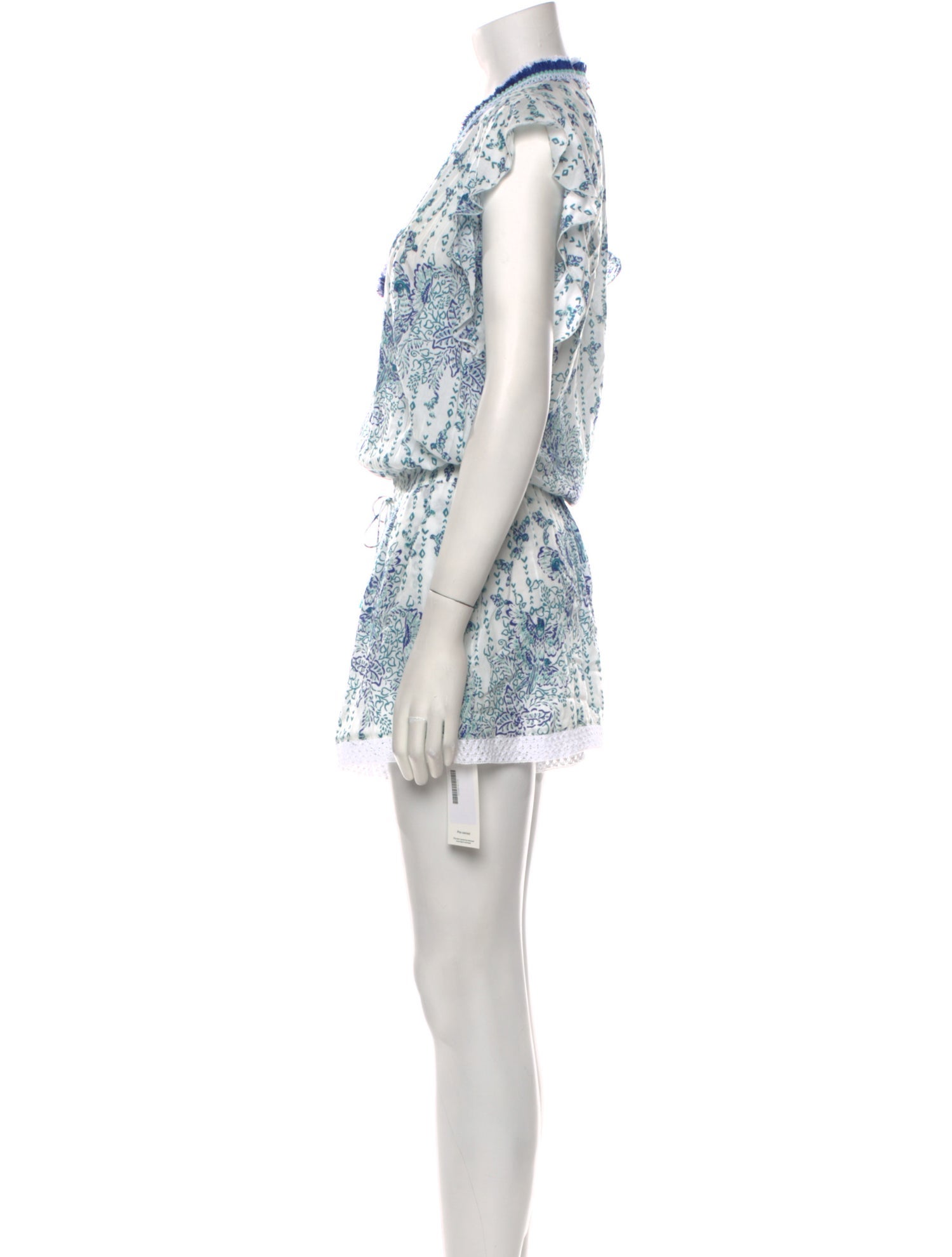 Poupette St Barth Printed Plunge Neckline Romper