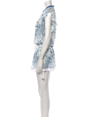 Poupette St Barth Printed Plunge Neckline Romper