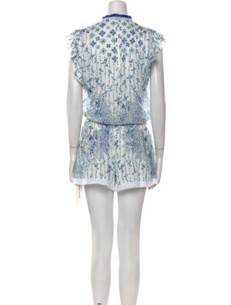 Poupette St Barth Printed Plunge Neckline Romper