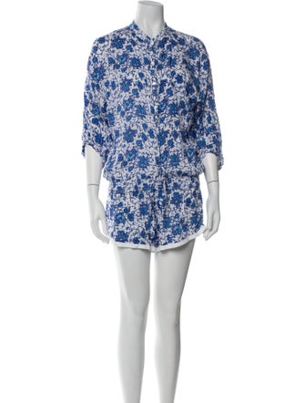 Poupette St Barth Floral Print Mock Neck Romper