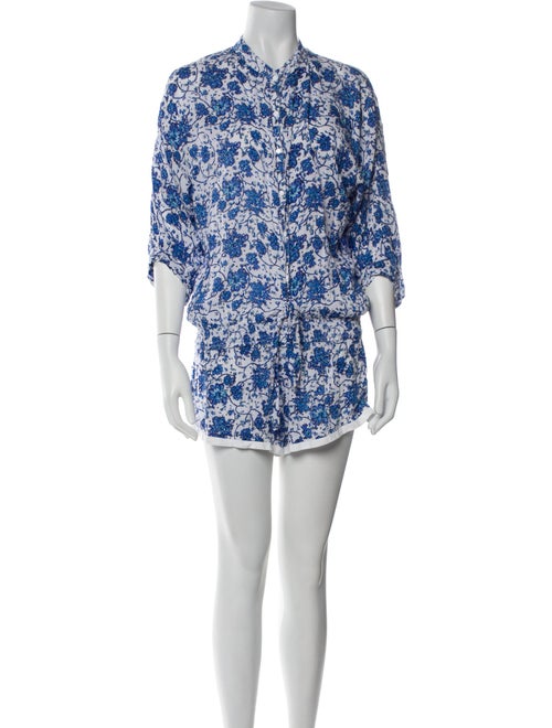 Poupette St Barth Floral Print Mock Neck Romper