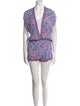 Poupette St Barth Printed Plunge Neckline Romper