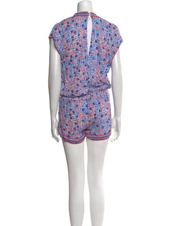Poupette St Barth Printed Plunge Neckline Romper
