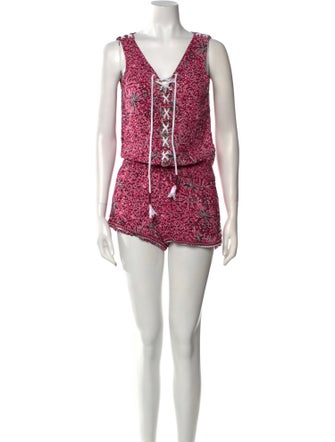 Poupette St Barth Printed V-Neck Romper
