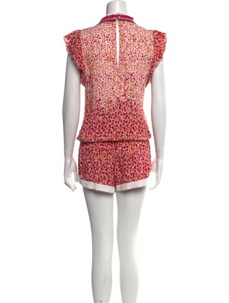 Poupette St Barth Printed Plunge Neckline Romper