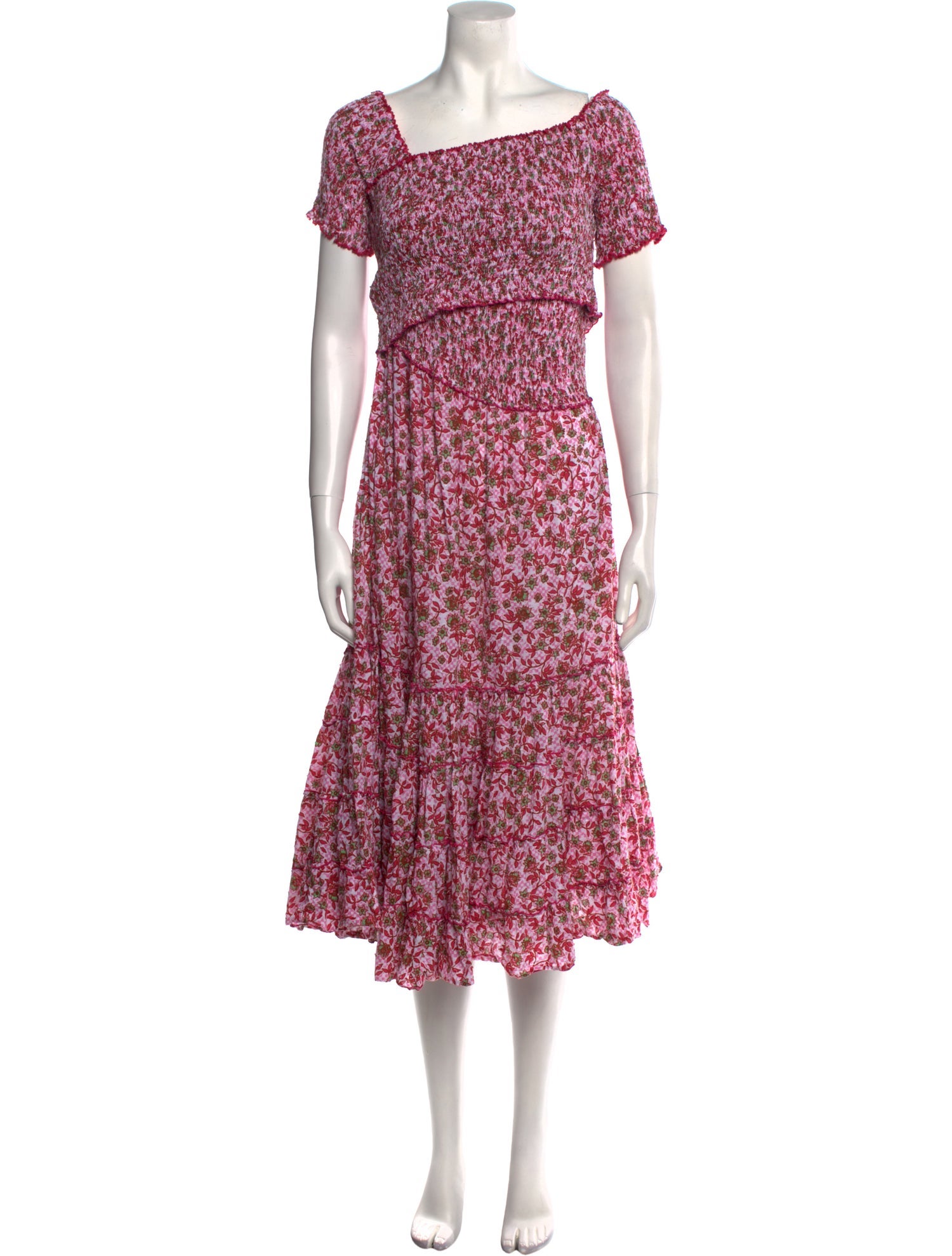 Poupette St Barth Floral Print Midi Length Dress
