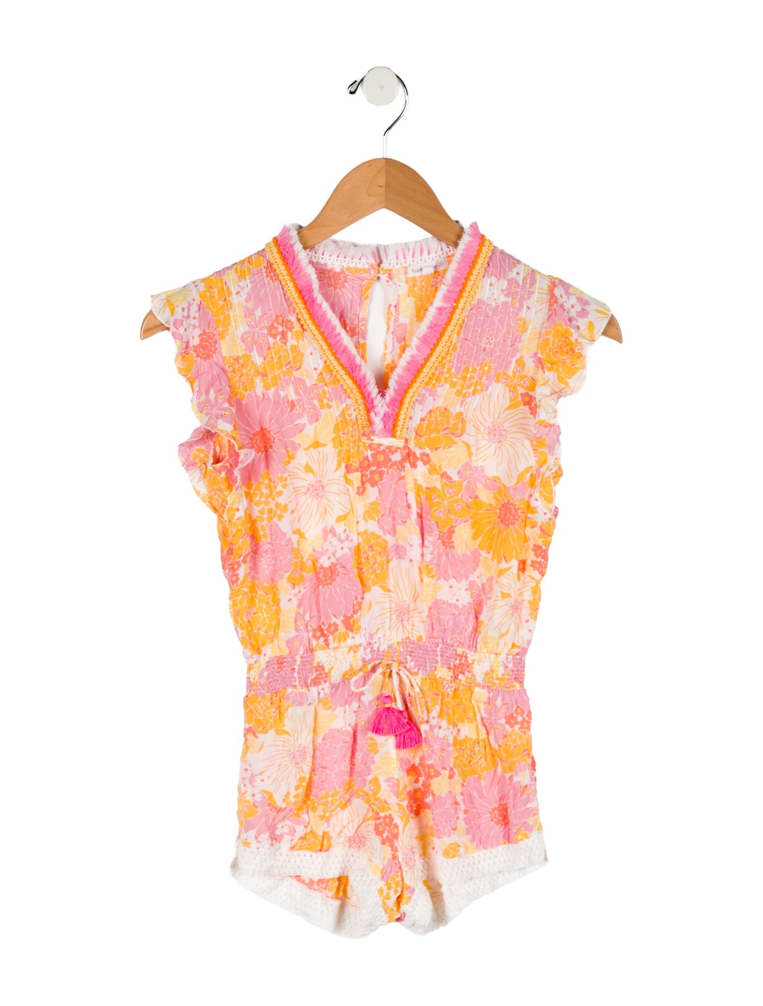 Poupette St Barth Girls' Sleeveless Floral Print Romper