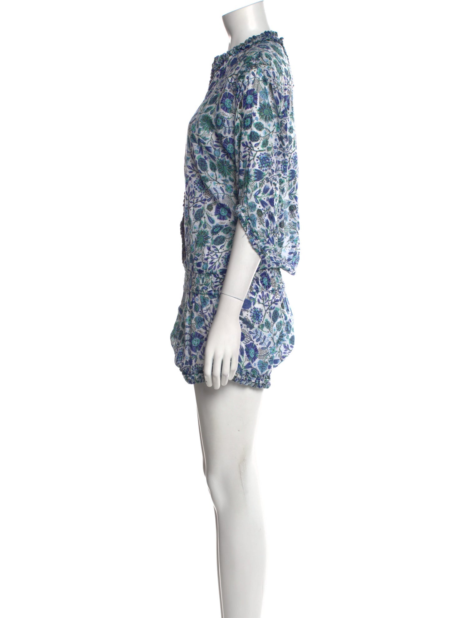 Poupette St Barth Floral Print V-Neck Romper w/ Tags