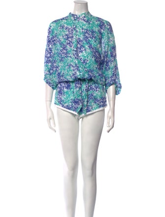 Poupette St Barth Printed Mock Neck Romper