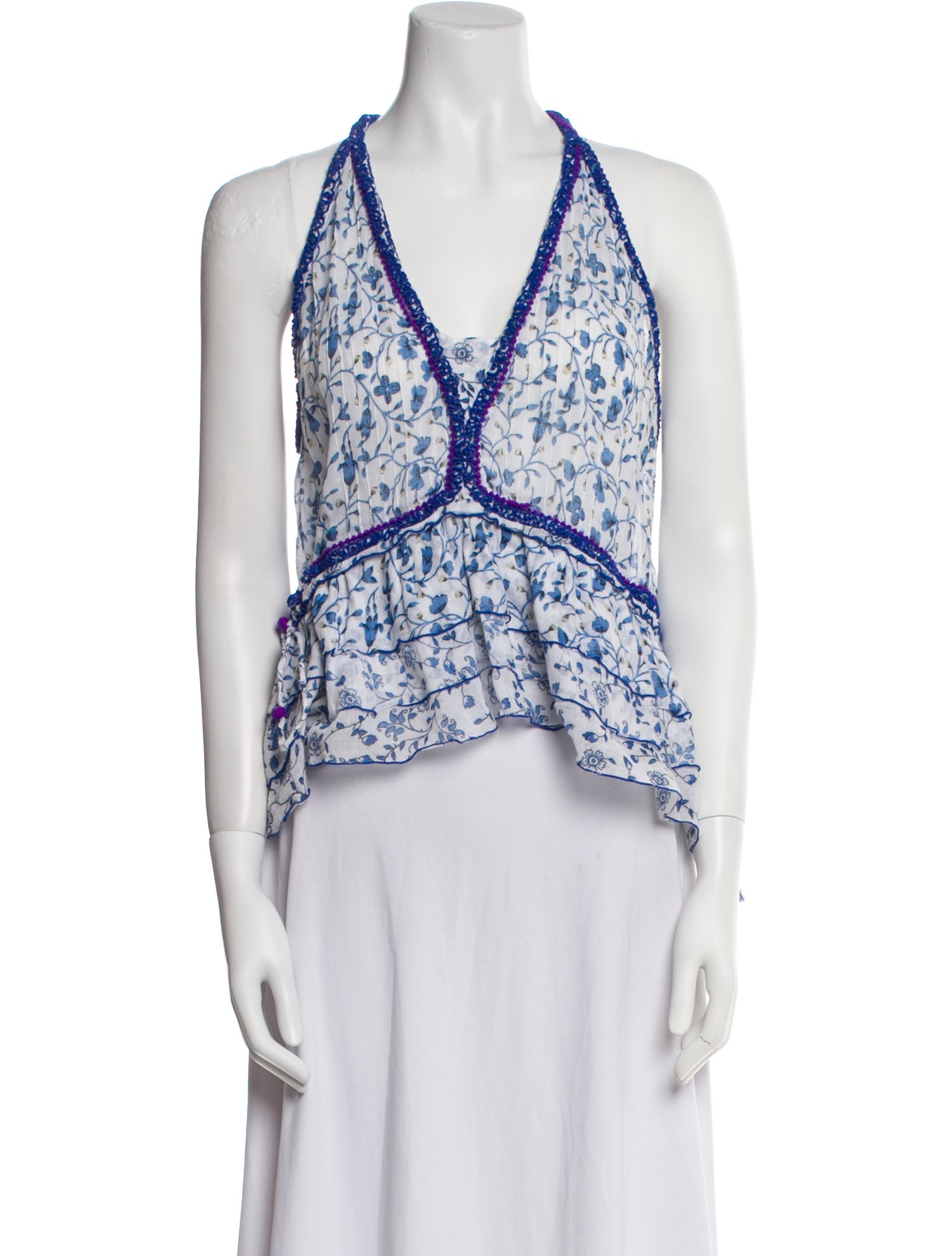 Poupette St Barth Paisley Print V-Neck Crop Top