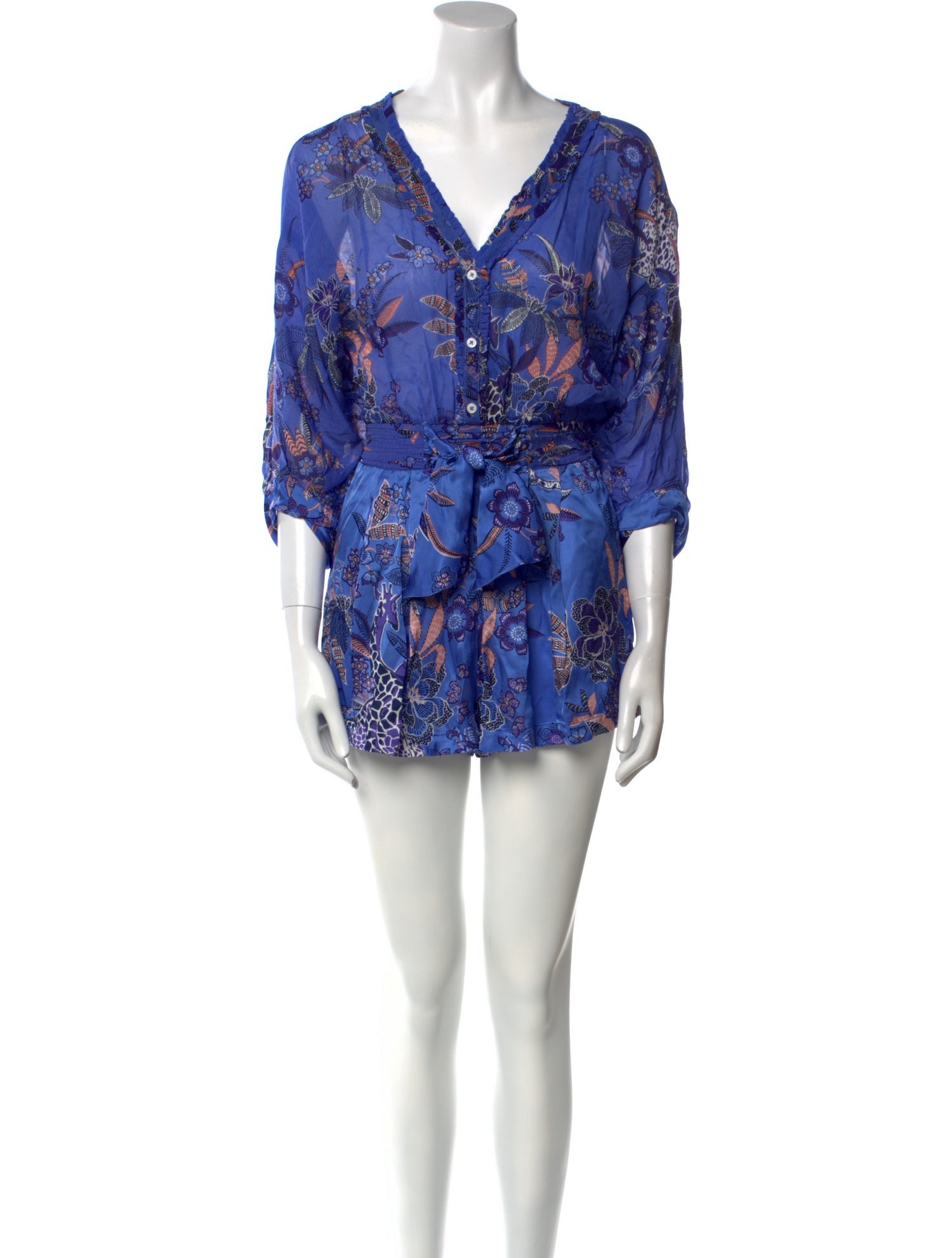 Poupette St Barth Floral Print V-Neck Romper