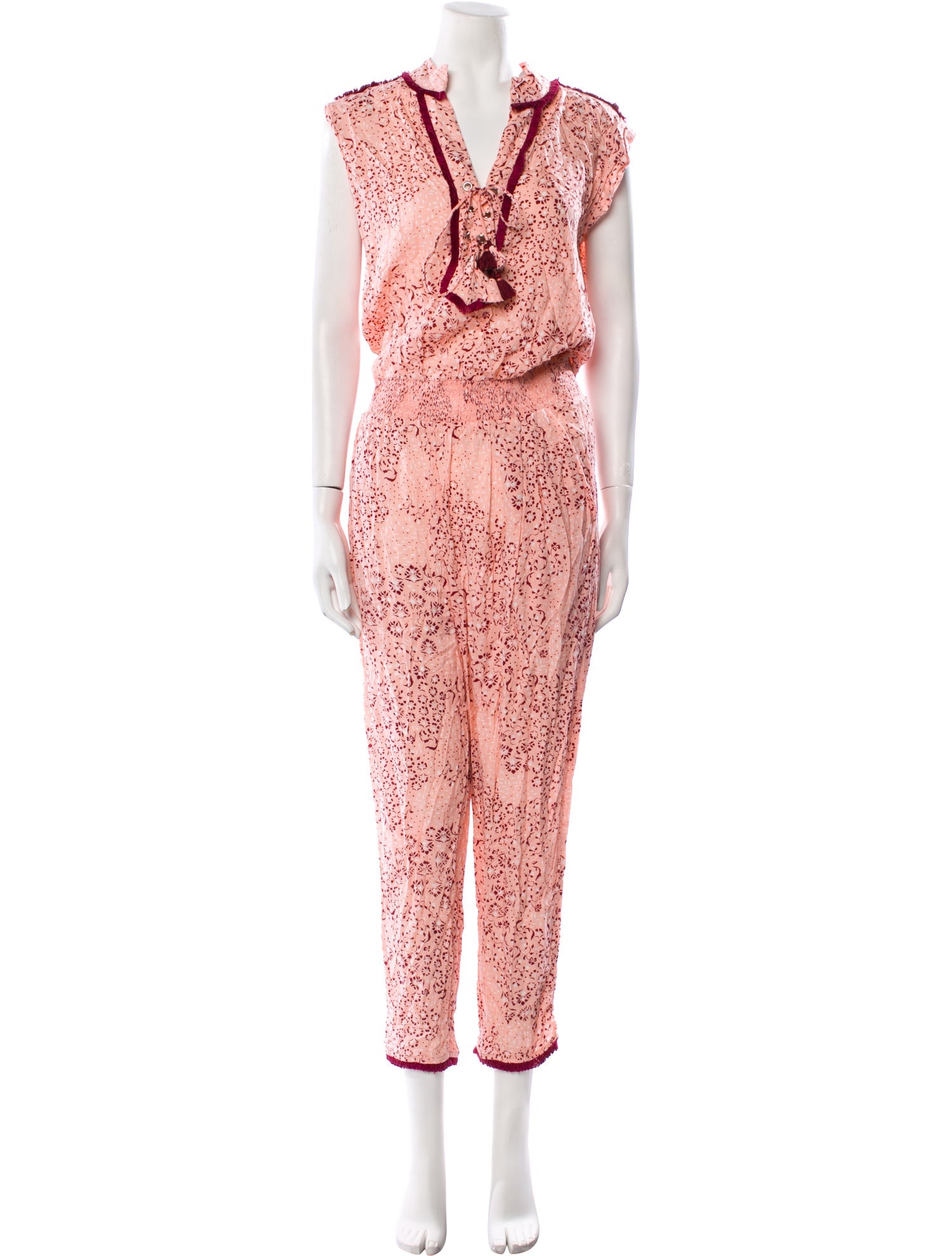 Poupette St Barth Printed V-Neck Jumpsuit w/ Tags