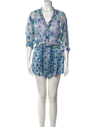 Poupette St Barth Floral Print V-Neck Romper