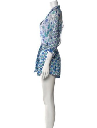 Poupette St Barth Floral Print V-Neck Romper