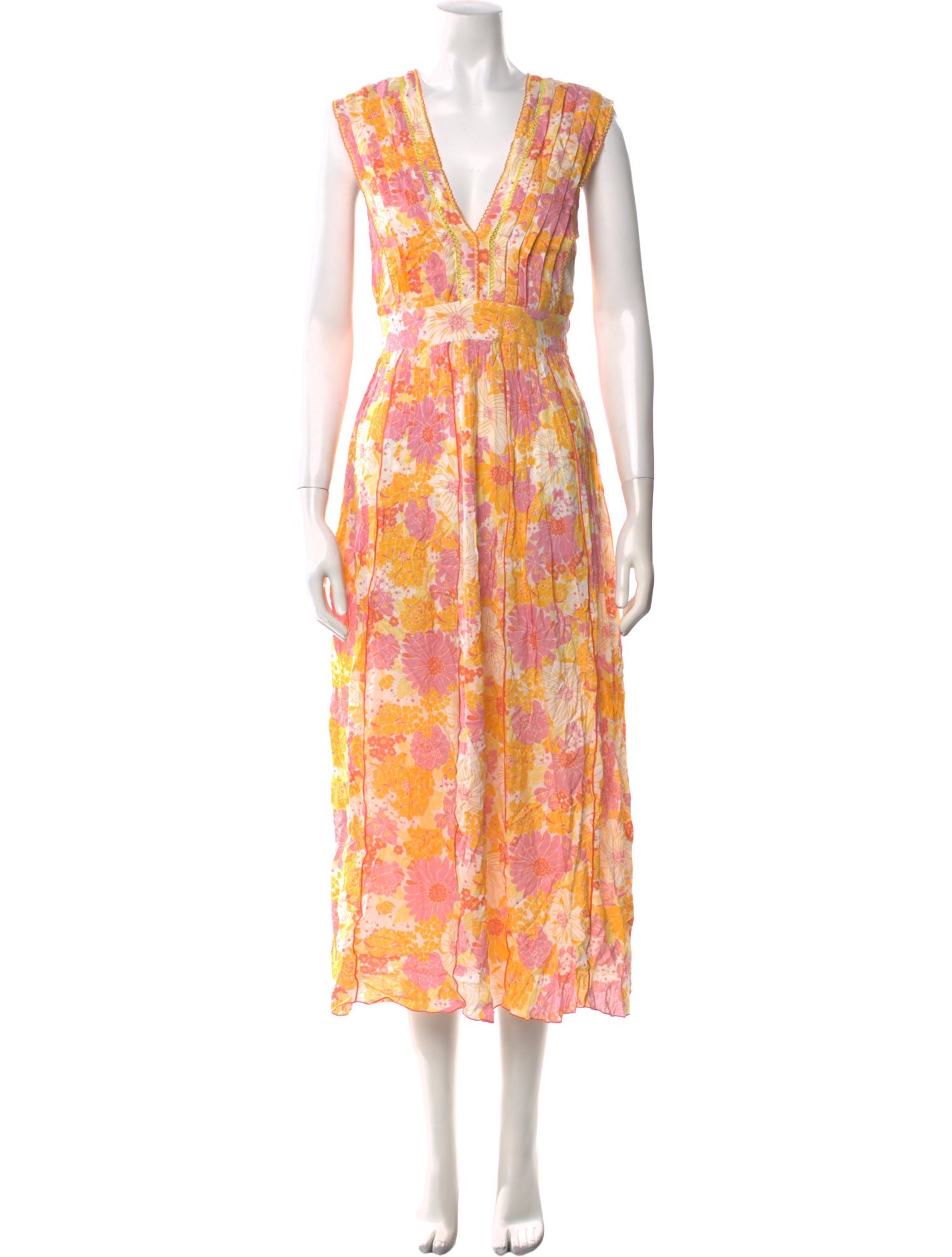 Poupette St Barth Floral Print Midi Length Dress w/ Tags