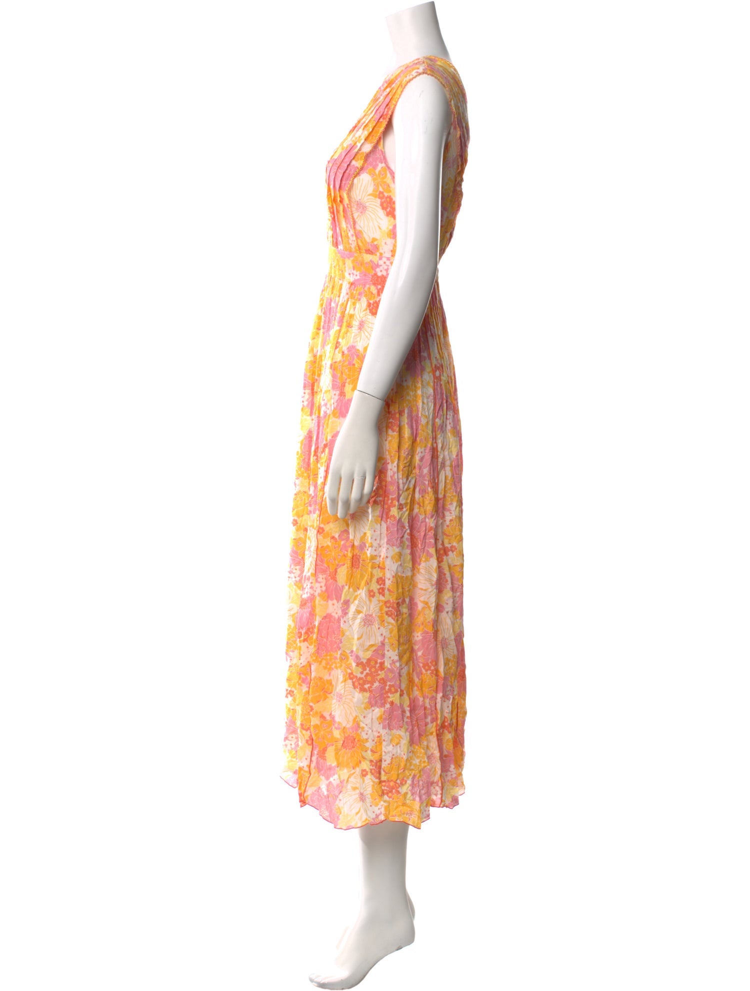 Poupette St Barth Floral Print Midi Length Dress w/ Tags