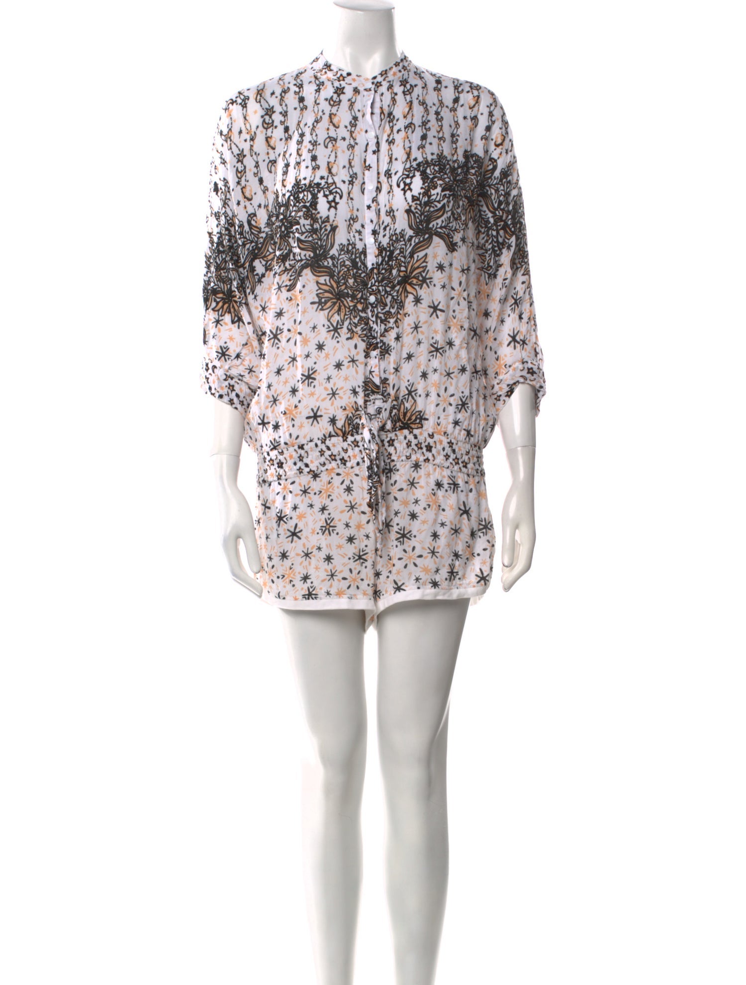 Poupette St Barth Printed Mock Neck Romper