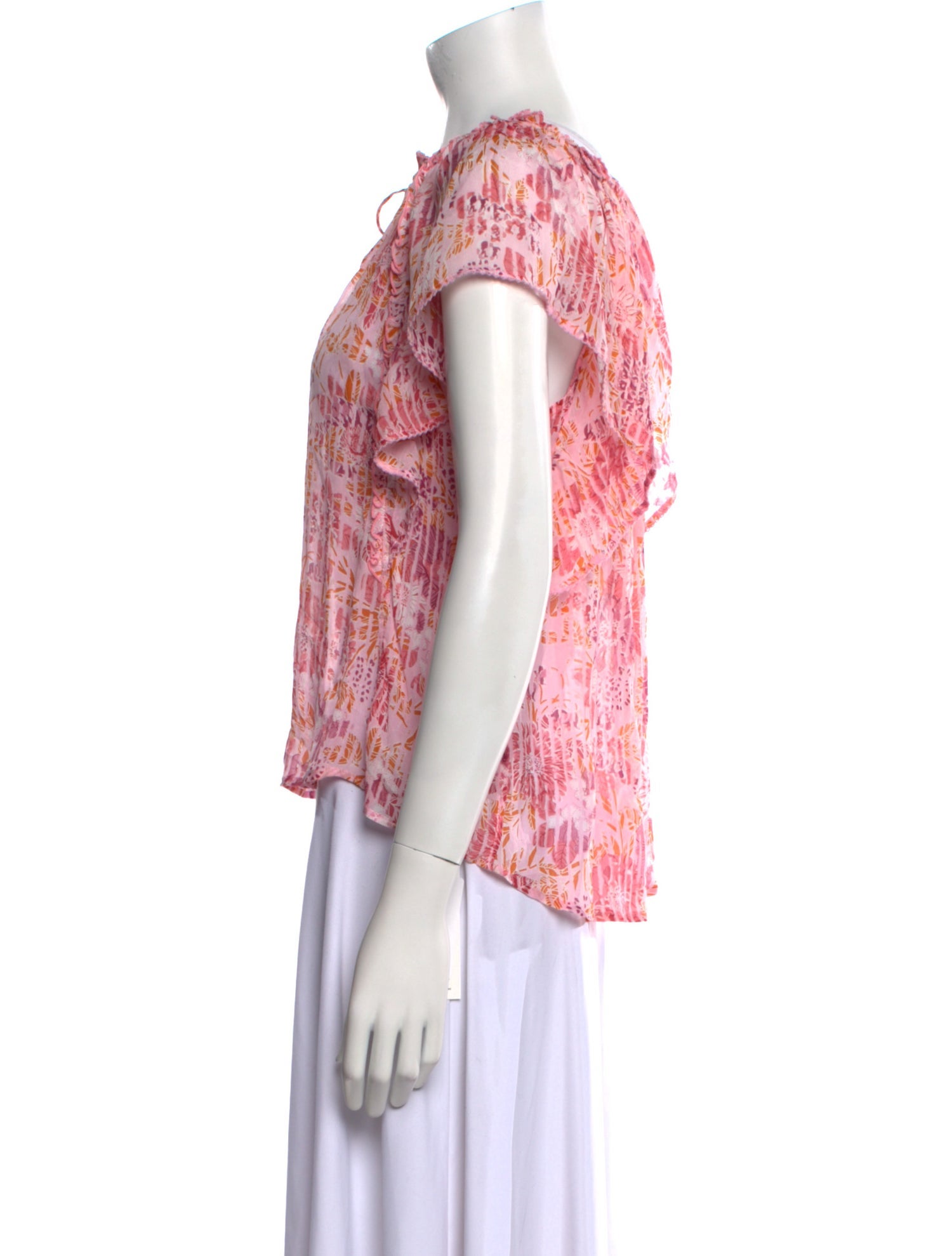 Poupette St Barth Printed Tie Neck Blouse