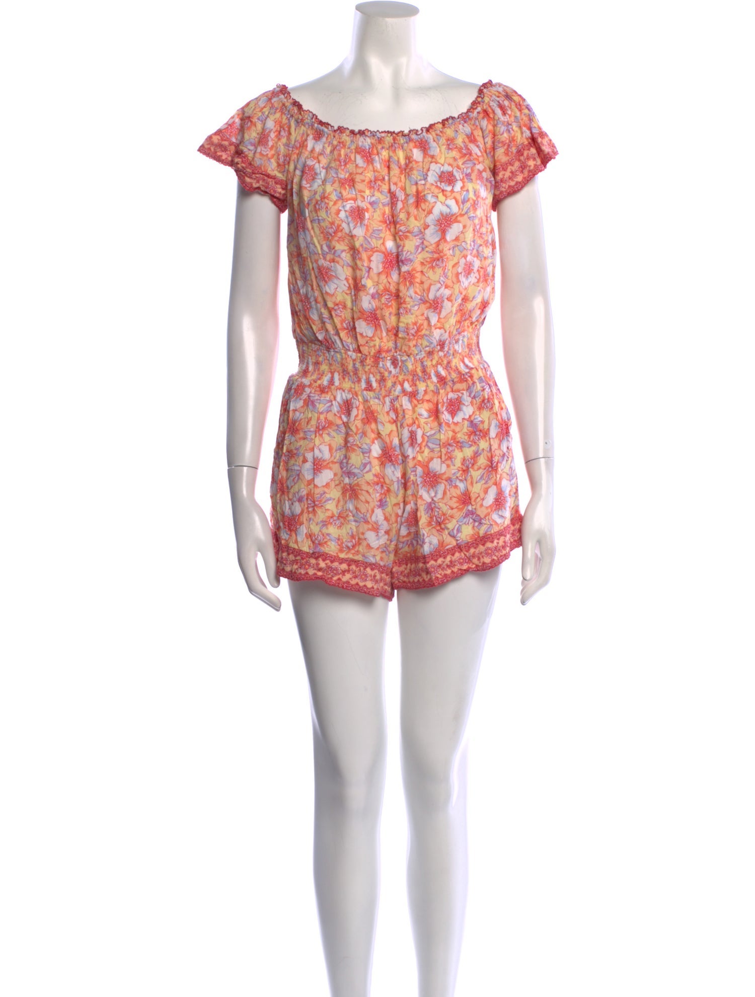 Poupette St Barth Floral Print Scoop Neck Romper