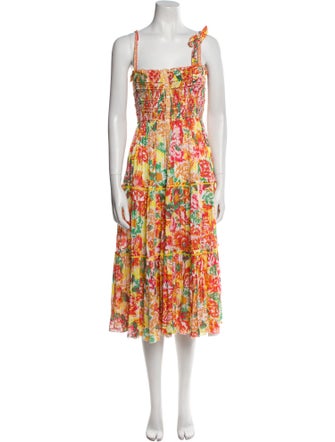 Poupette St Barth Floral Print Midi Length Dress