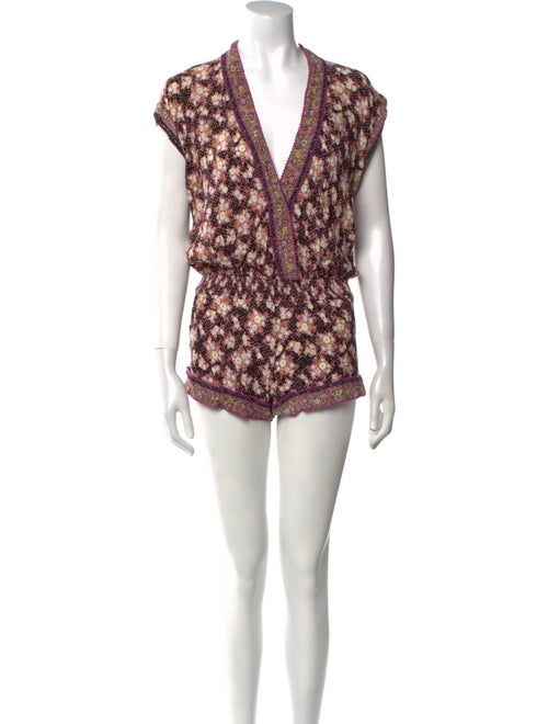 Poupette St Barth Floral Print V-Neck Romper