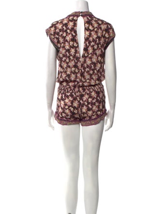 Poupette St Barth Floral Print V-Neck Romper