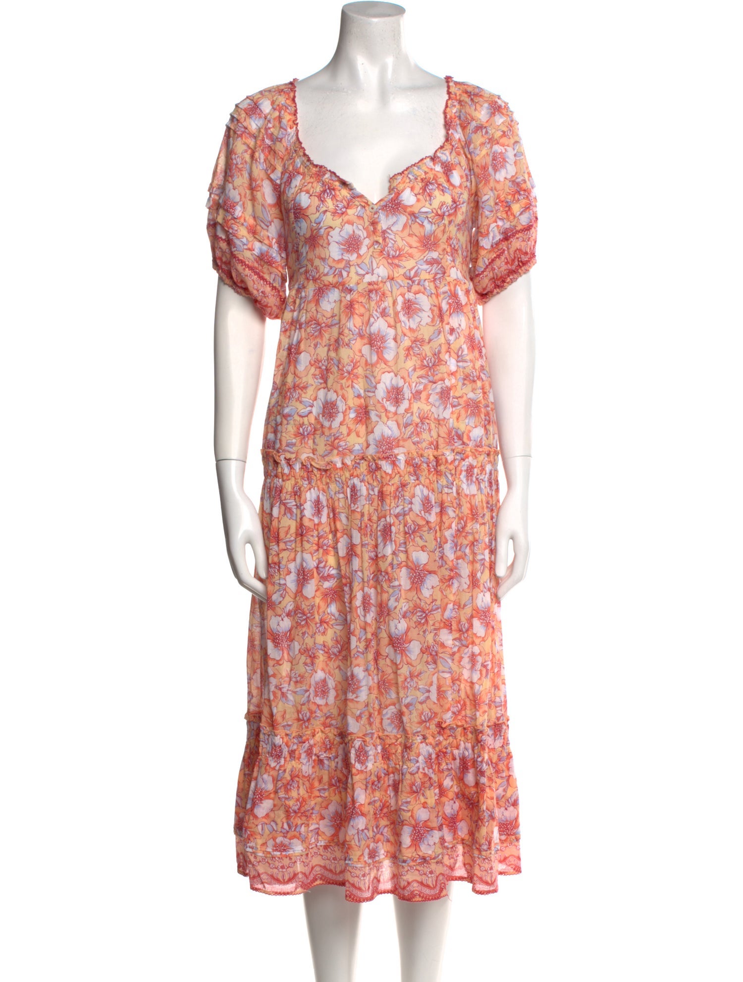 Poupette St Barth Floral Print Midi Length Dress