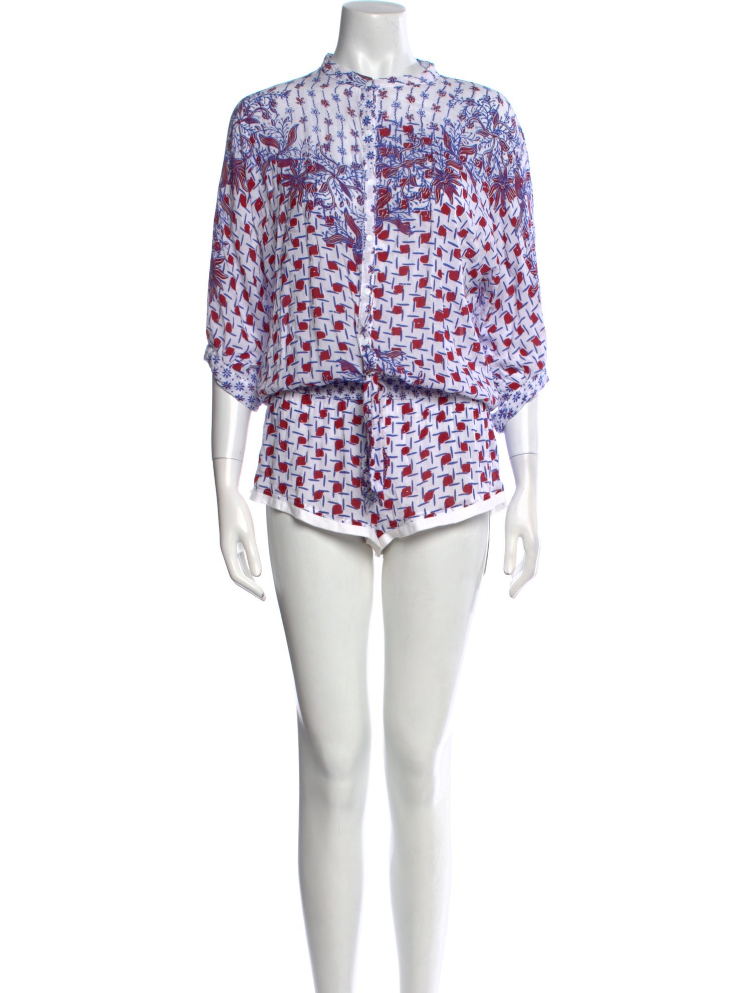 Poupette St Barth Printed Crew Neck Romper