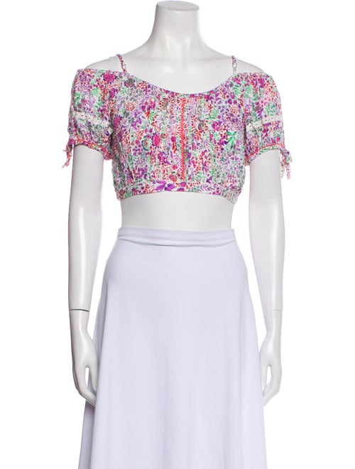 Poupette St Barth Floral Print Scoop Neck Crop Top