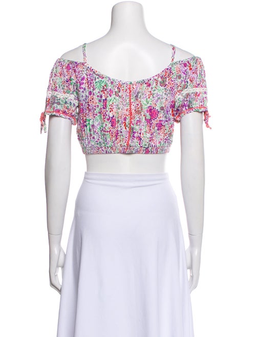 Poupette St Barth Floral Print Scoop Neck Crop Top