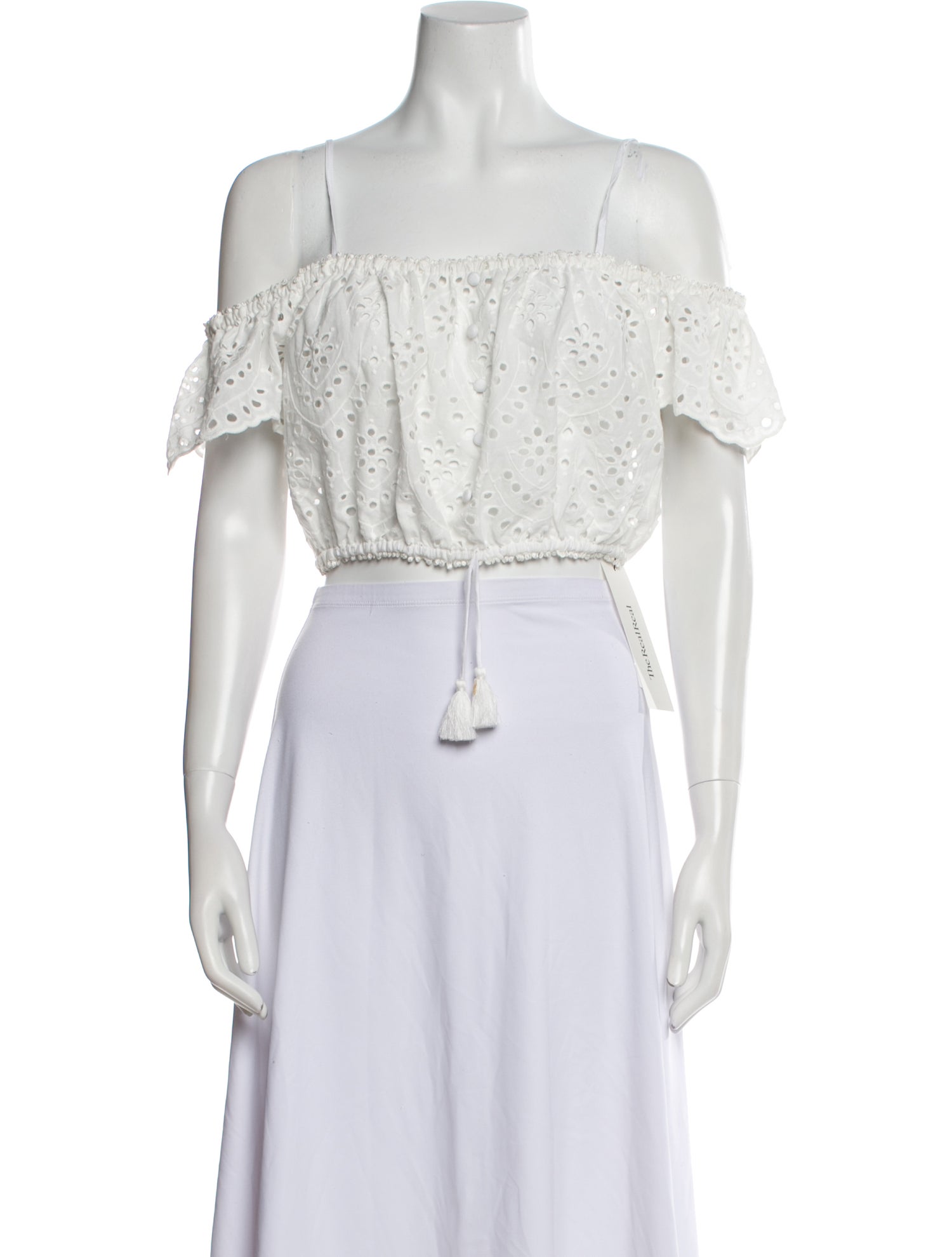 Poupette St Barth Off-The-Shoulder Short Sleeve Crop Top