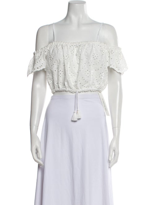 Poupette St Barth Off-The-Shoulder Short Sleeve Crop Top