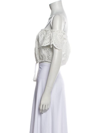 Poupette St Barth Off-The-Shoulder Short Sleeve Crop Top