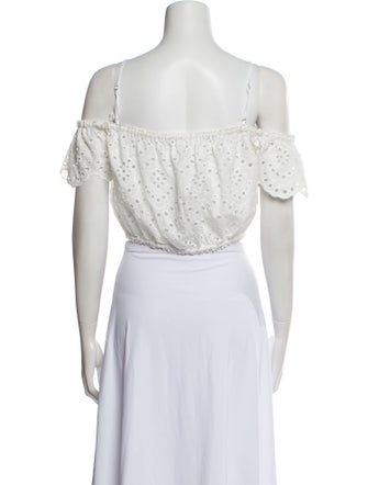 Poupette St Barth Off-The-Shoulder Short Sleeve Crop Top