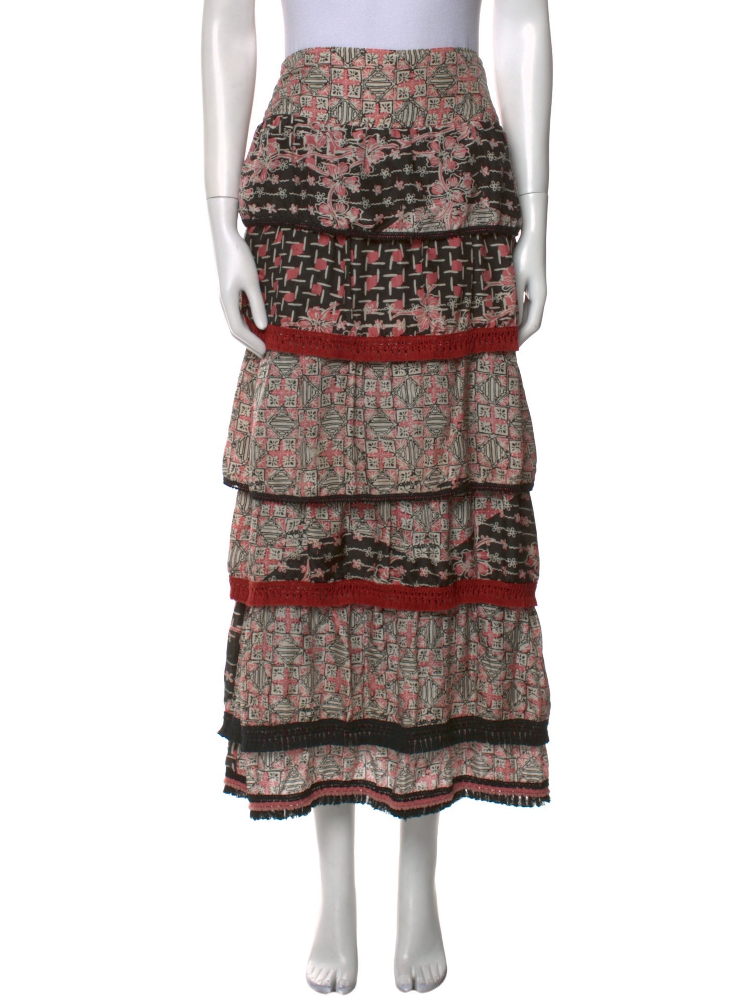 Poupette St Barth Silk Midi Length Skirt