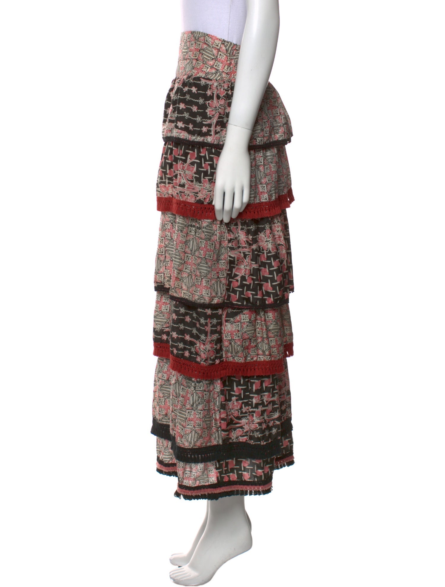 Poupette St Barth Silk Midi Length Skirt