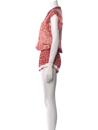 Poupette St Barth Printed Plunge Neckline Romper