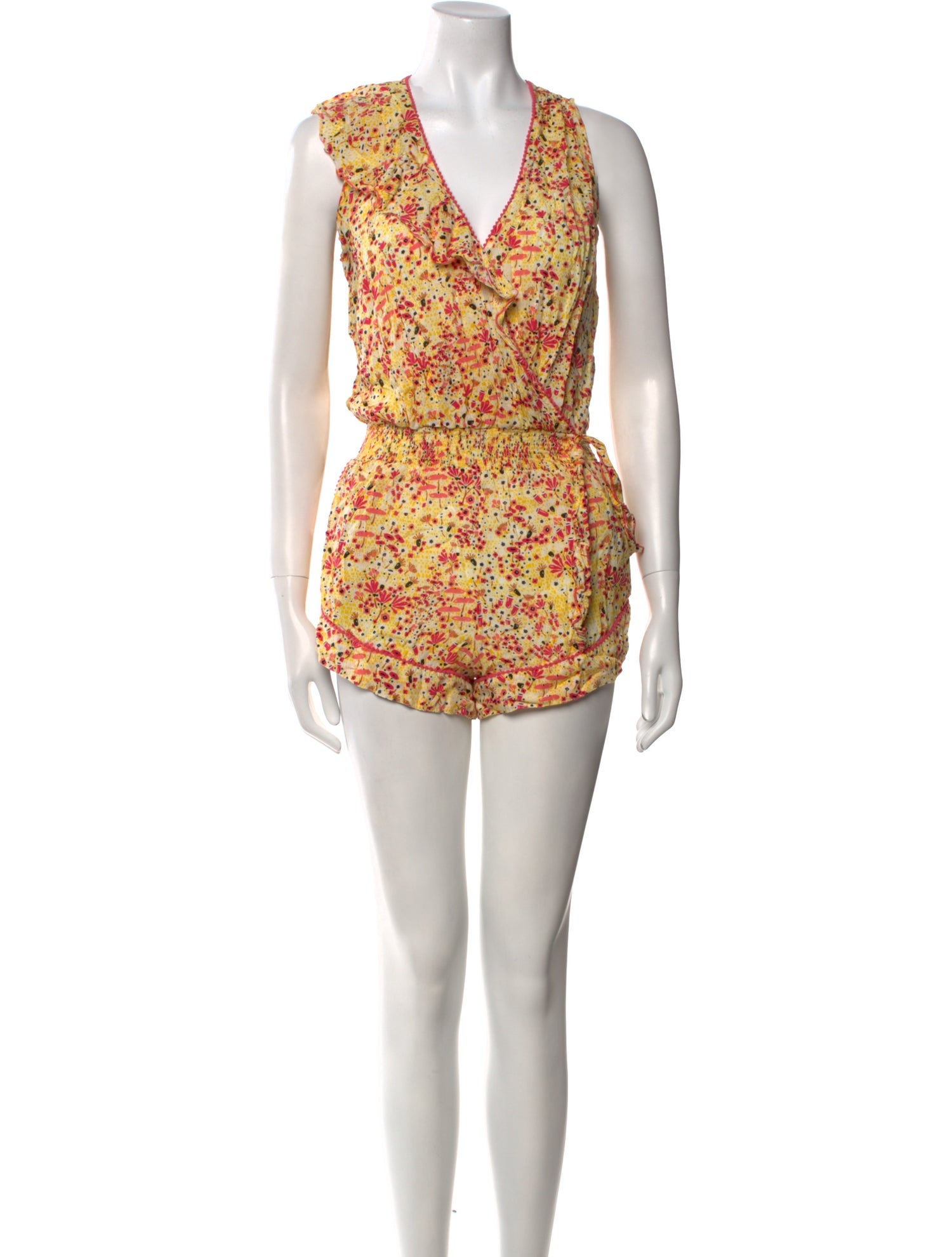 Poupette St Barth Floral Print V-Neck Romper