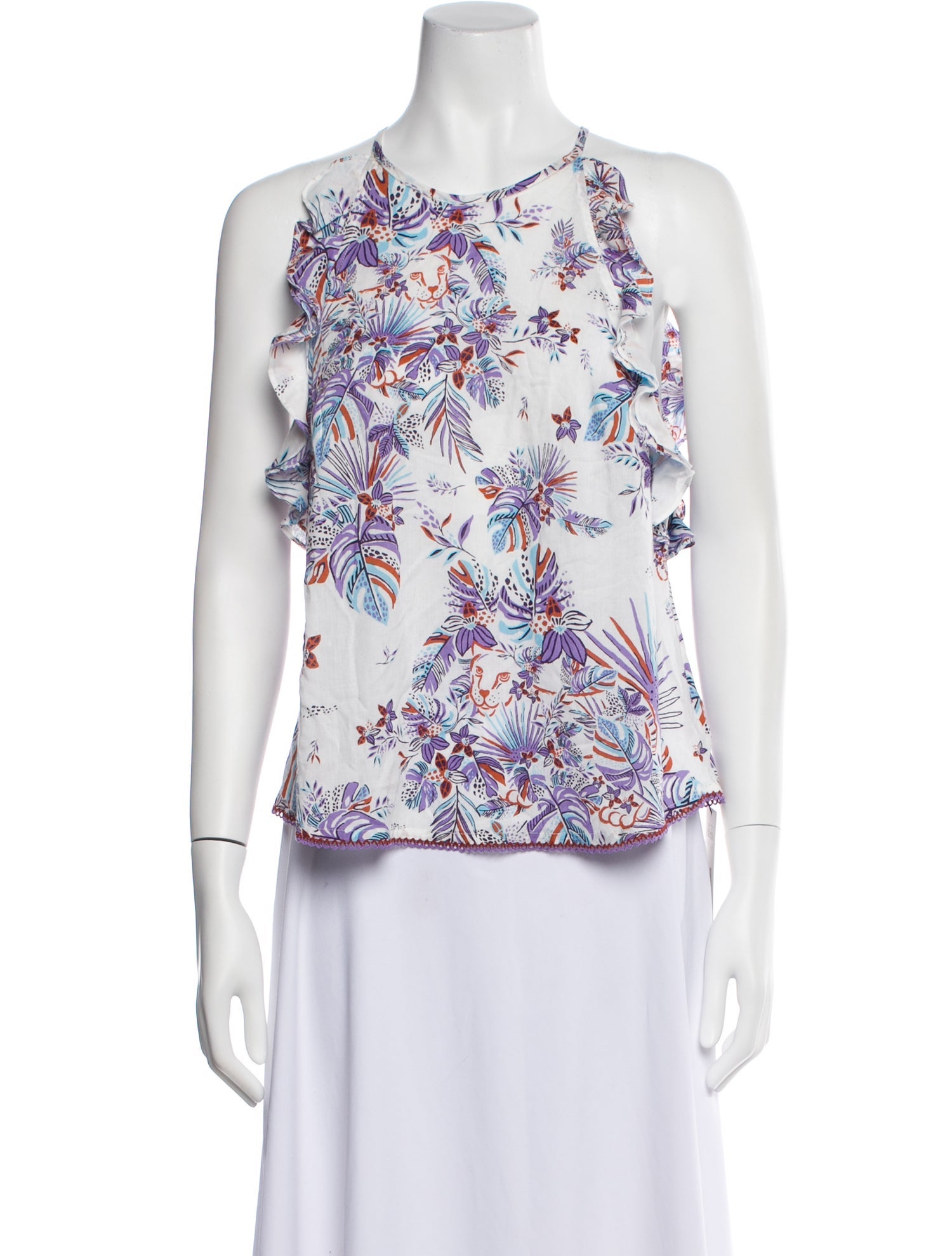 Poupette St Barth Floral Print Halterneck Blouse w/ Tags