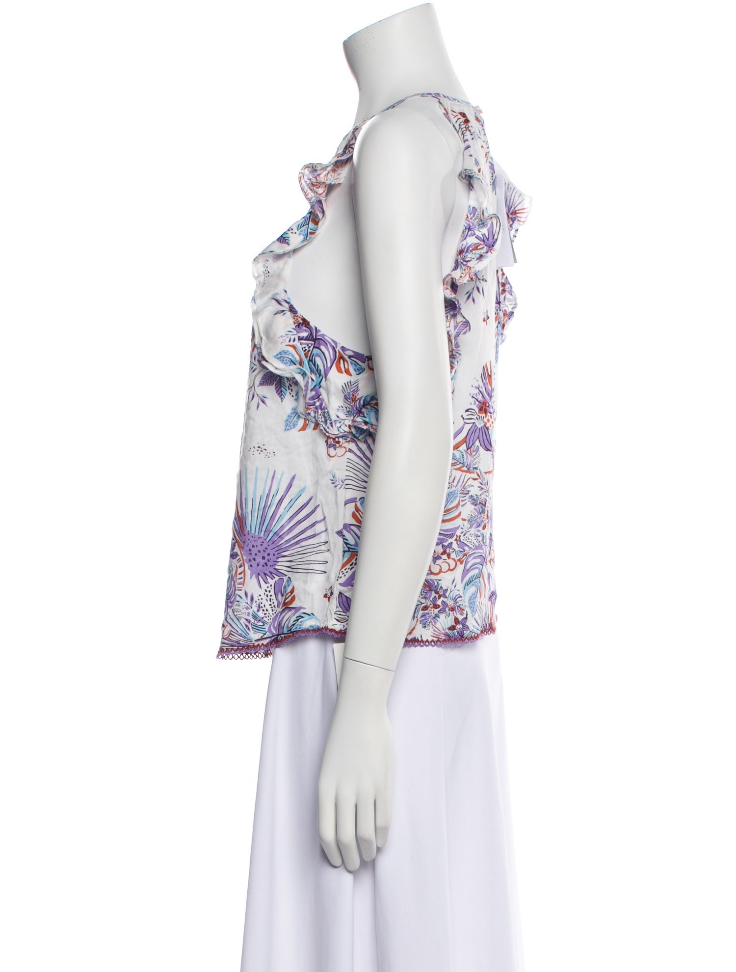 Poupette St Barth Floral Print Halterneck Blouse w/ Tags