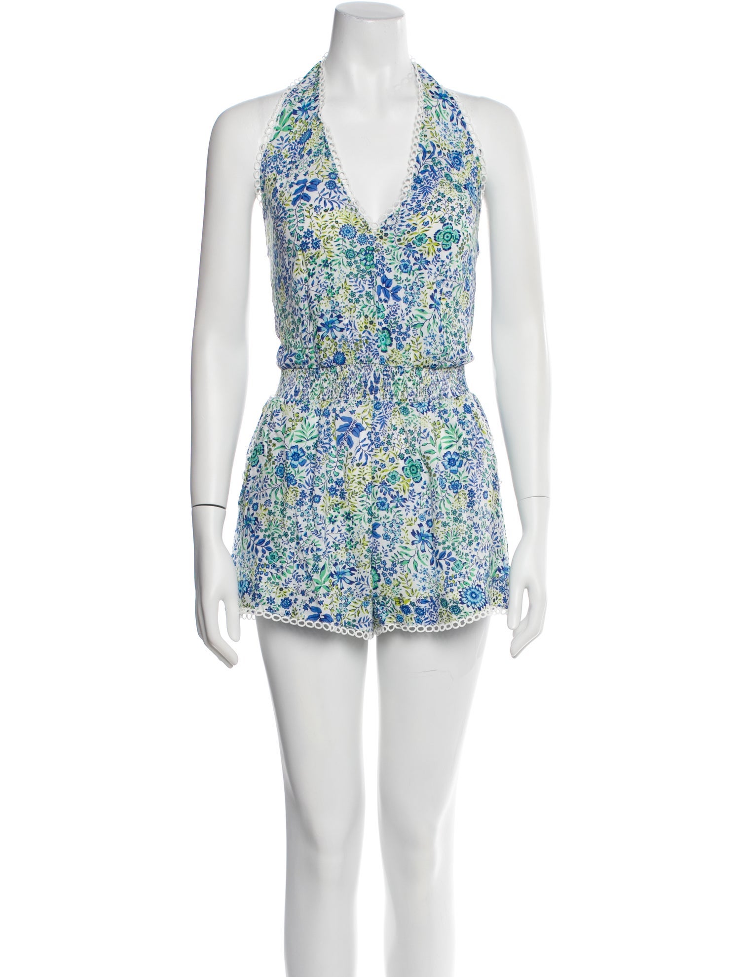 Poupette St Barth Floral Print V-Neck Romper w/ Tags