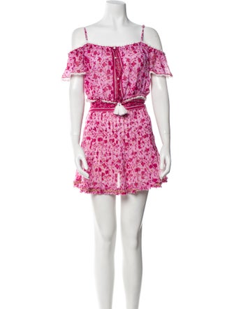 Poupette St Barth Floral Print Raw-Edge Trim Skirt Set