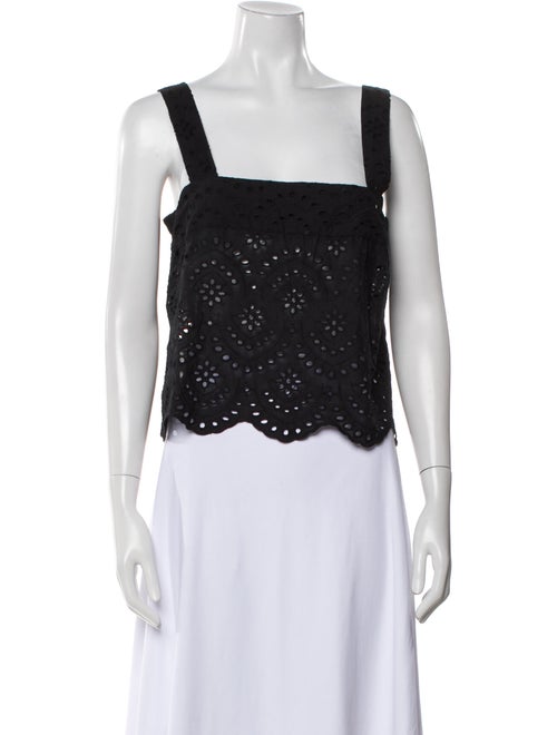 Poupette St Barth Lace Pattern Square Neckline Crop Top